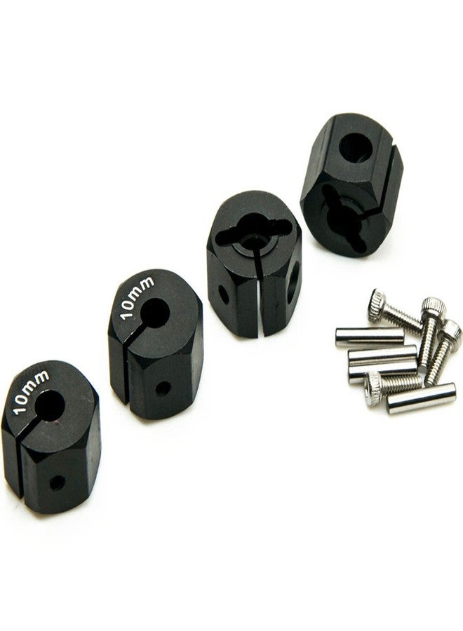 QUE-T Aluminum 10mm Thickness 12mm Wheel Hex Drive Adaptors with Pins & Screws for Most of 1/10 RC Crawler Car Black - Image 2